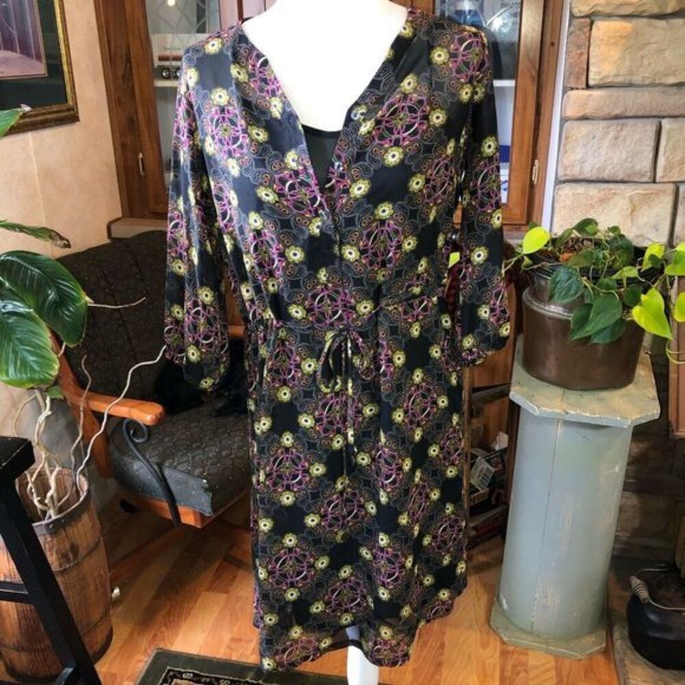 Mossimo sheer dress ties at waist complete slip underneath size xsmall EUC